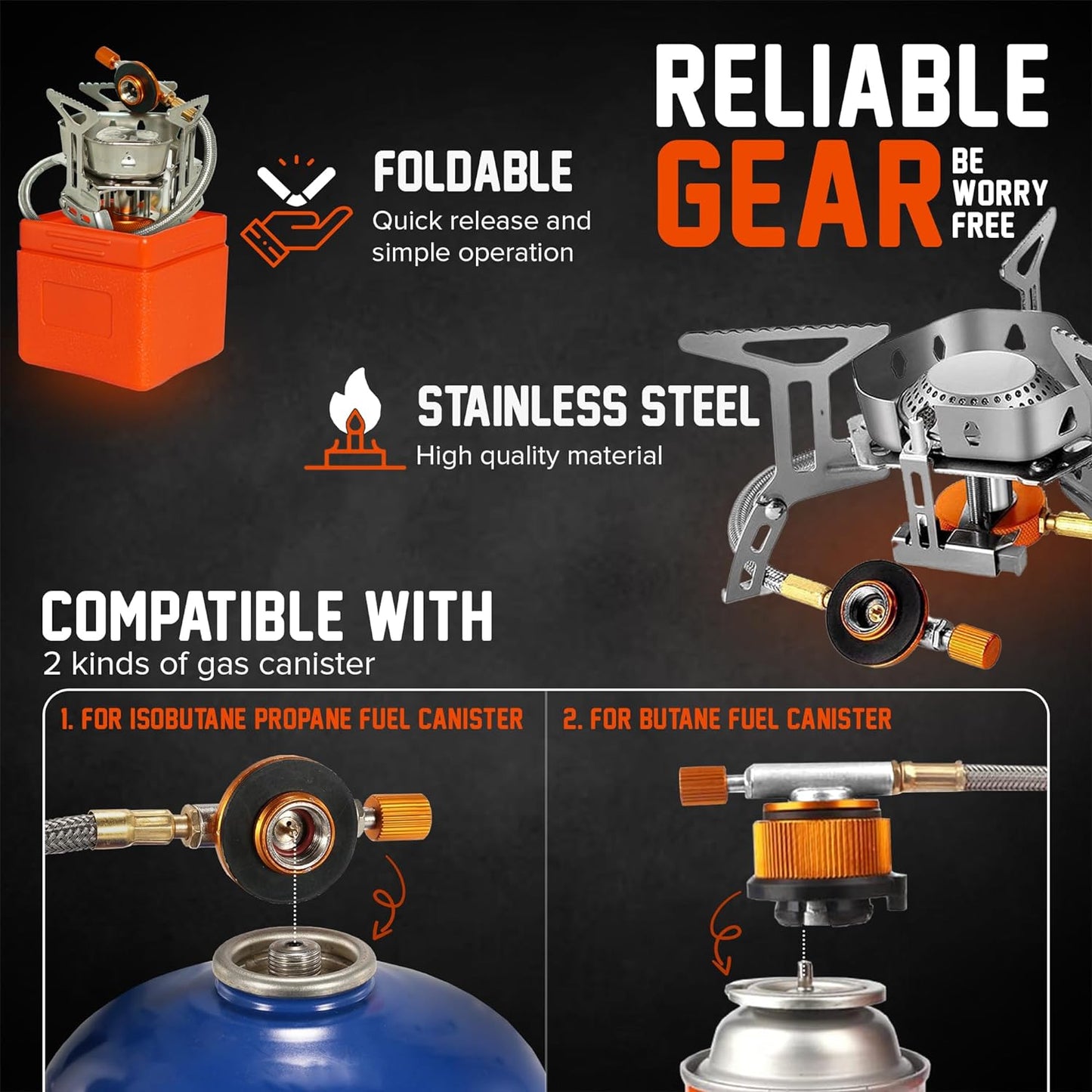 Camping Cookware Mess Kit Set with Stove - Backpacking Compact Camping Cookware,