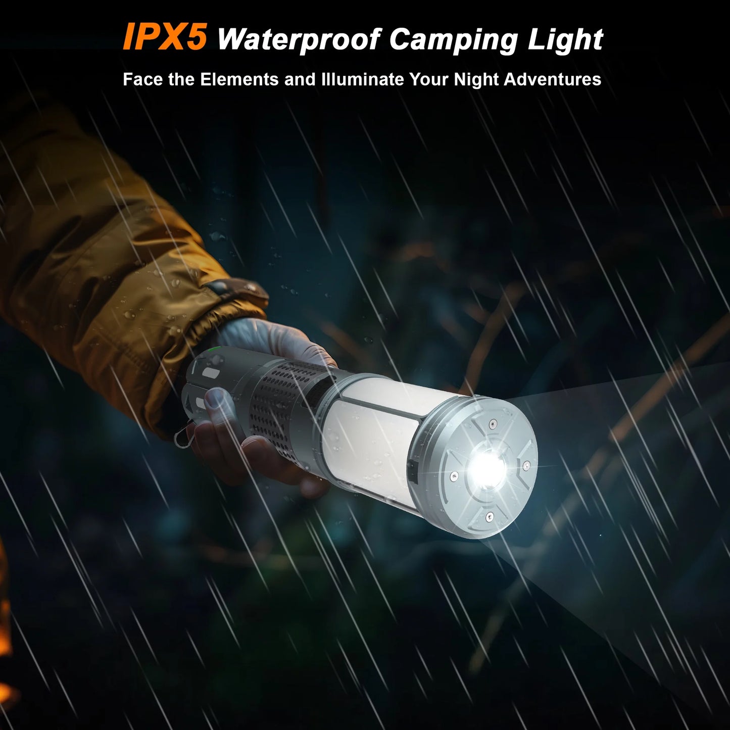 Versatile Rechargeable Telescopic Camping Lantern - 12000mAh Waterproof LED Light with Magnetic Base for Outdoor Adventures and Emergency Situations