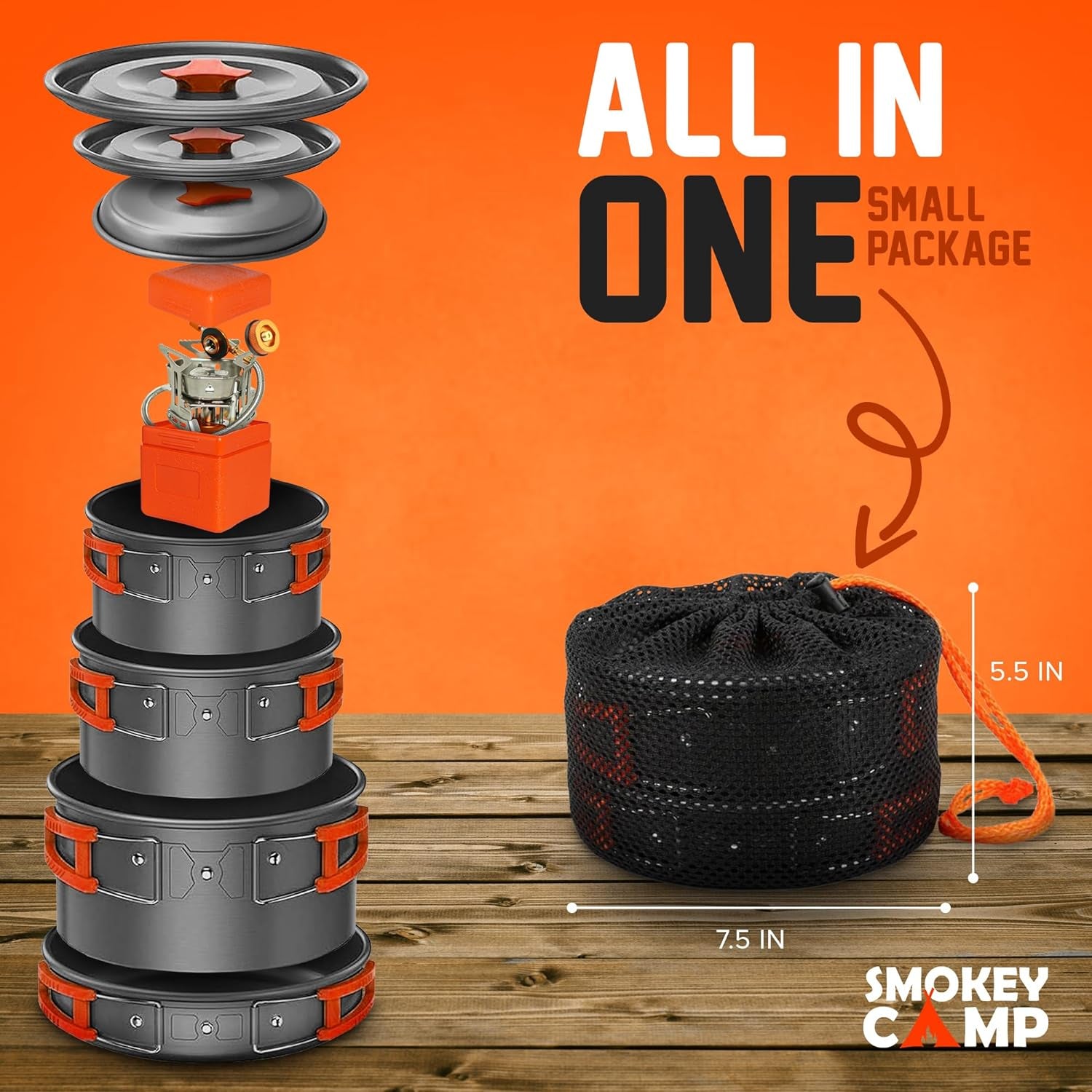 Camping Cookware Mess Kit Set with Stove - Backpacking Compact Camping Cookware,