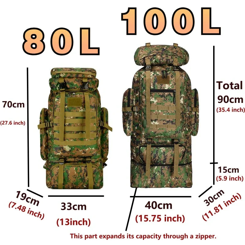 Ultimate 80L/100L Tactical Mountaineering Backpack - Perfect for Outdoor Adventures, Hiking, Camping, and Travel