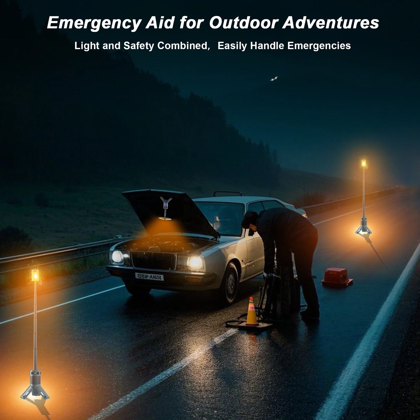 Versatile Rechargeable Telescopic Camping Lantern - 12000mAh Waterproof LED Light with Magnetic Base for Outdoor Adventures and Emergency Situations