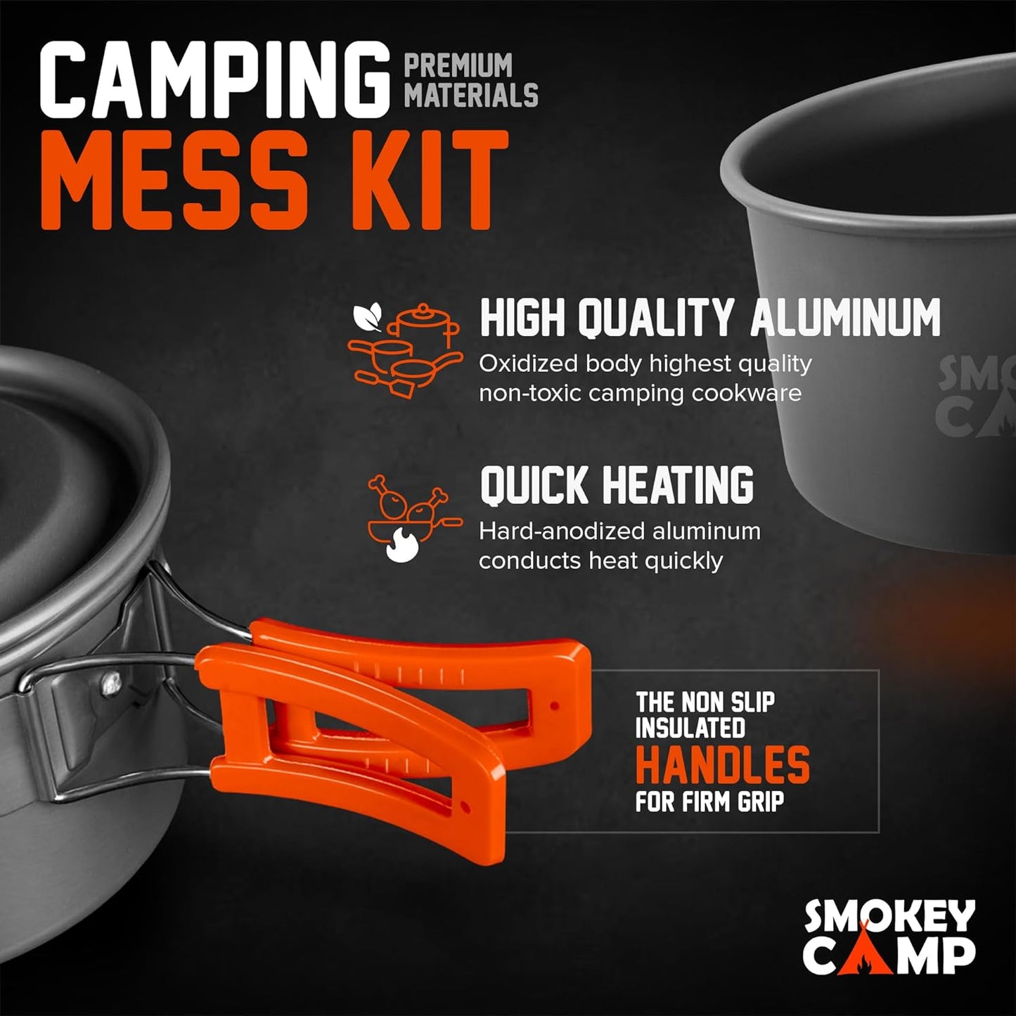 Camping Cookware Mess Kit Set with Stove - Backpacking Compact Camping Cookware,
